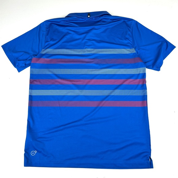 Puma Golf Polo Shirt Men’s Small Blue Striped S/S Casual Activewear Dry Cell - Picture 2 of 7